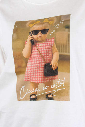 T-shirt Stampa Bimba Telefono Bianco - 7