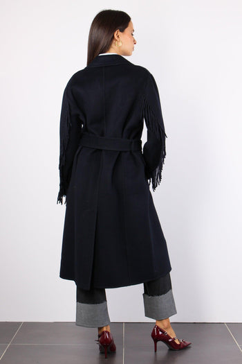 Cappotto Cinturato Frange Blu - 3