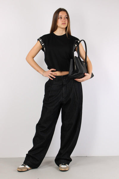 T-shirt Ricamo Conchiglia Nero