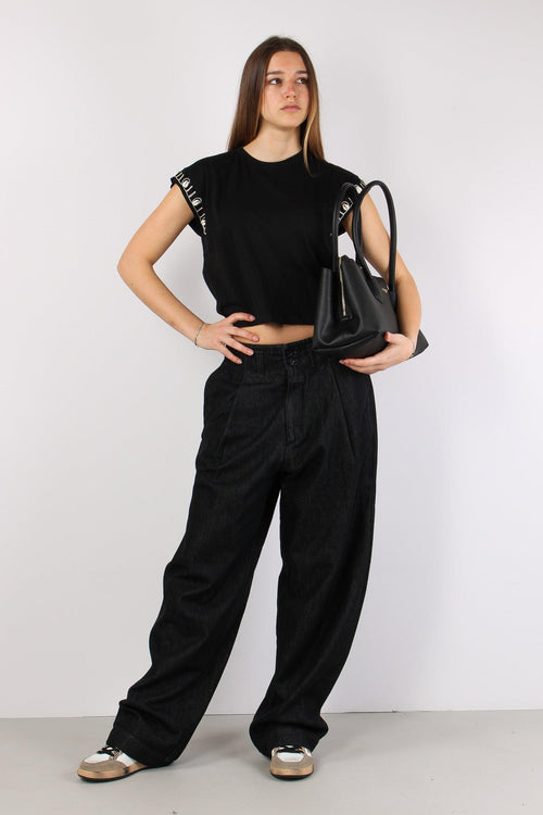 T-shirt Ricamo Conchiglia Nero