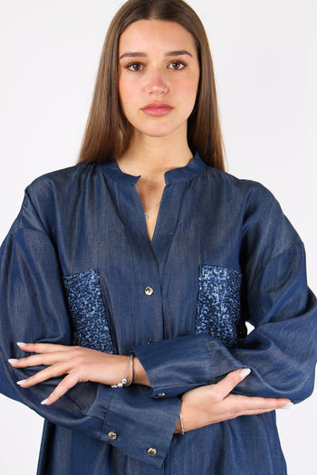 Camicia Chambry Inserto Paille Blu - 3