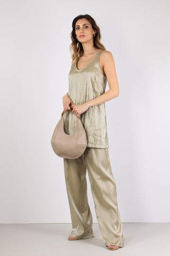 Blusa Smanicata Effetto Lucido Oyster - 4