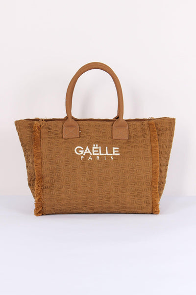 Maxi Tote Frange Ricamo Moka