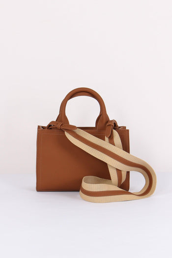 Mini Shopping Rigida Lettering Cuoio - 3