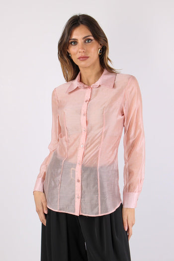 Camicia Slim Mussola Strass Rosa - 2