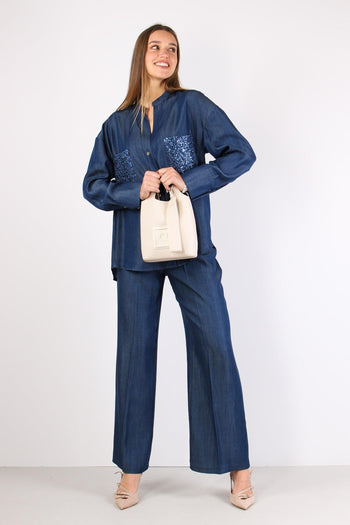 Camicia Chambry Inserto Paille Blu - 5