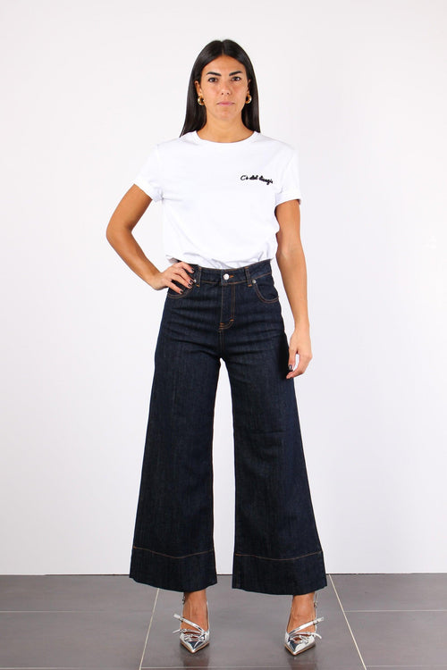 Denim Crop Orlo Alto Denim Scuro