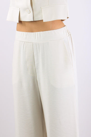 Pantalone Palazzo Misto Viscos Panna - 6