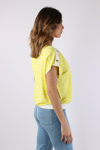 Maglia Scollo V Bottoni Riga Jasmine/white - 6
