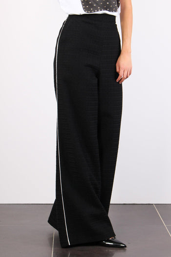 Pantalone Elastico Piping Bnero/panna - 4