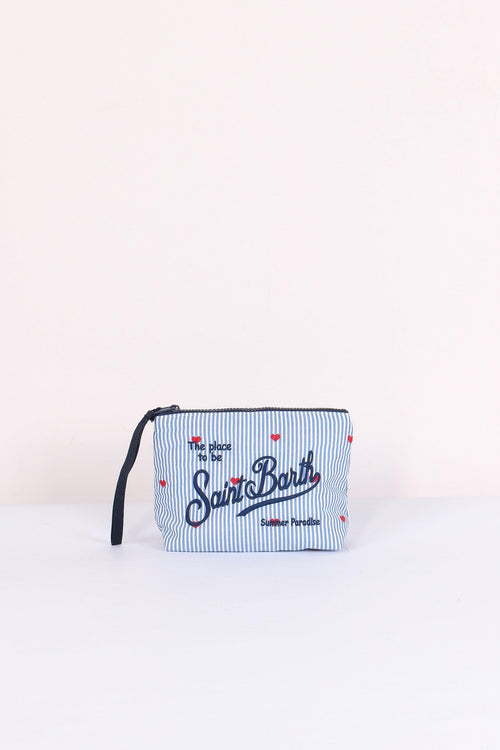 Aline Pochette Cotone Righe Bianco/azzurro