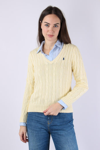 Pullover Trecce Scollo V Cream - 7