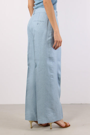 Malizia Pantalone Dritto Lino Azzurro - 6