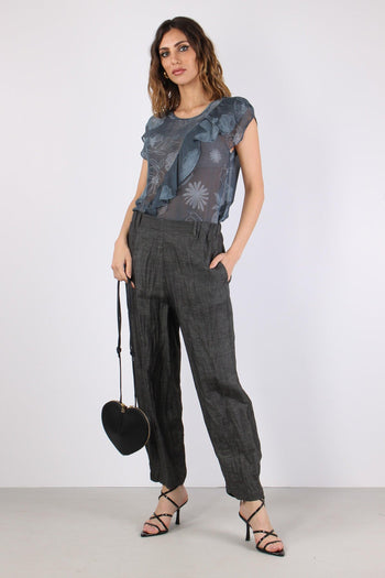 Pantalone Elastico Cuciture Grigio - 3