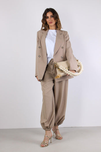 Giacca Doppio Petto Filo Lurex Beige - 5