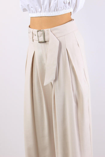Pantalone Multi Pences Cintura Sabbia - 7
