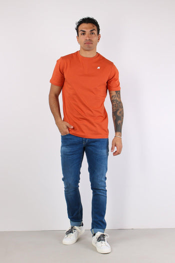 T-shirt Basica Logo Contrasto Orange - 5