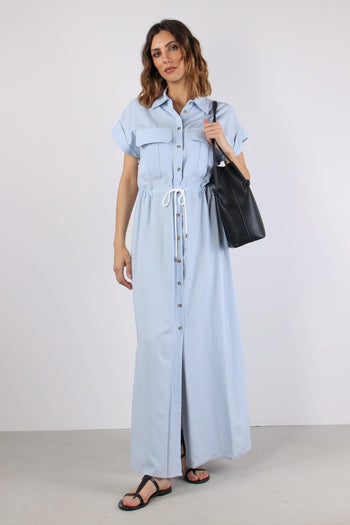 Abito Lungo Coulisse Celeste - 6