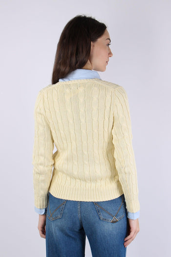 Pullover Trecce Scollo V Cream - 3