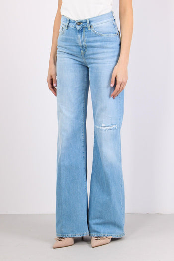 Amber Denim Palazzo Rotture Denim Chiaro - 3