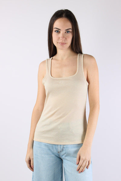 Canotta Lurex Logo Champagne