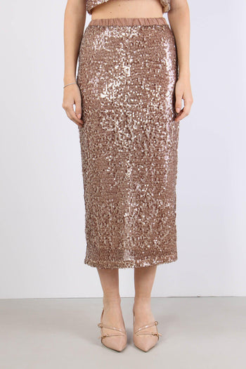 Gonna Tubo Paillettes Rose - 2