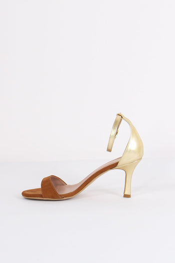 Sandalo Tacco Bimateriale Cuoio/oro - 4