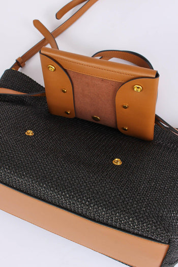 Belty Shopping Mini Rafia Nero/cuoio - 6
