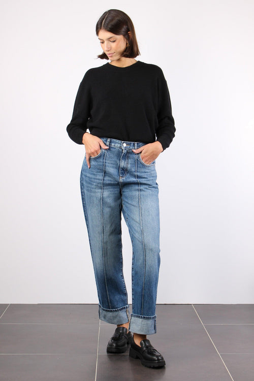 Jeans Cropped Risvolto Denim Blue Dark