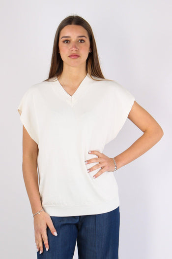 Maglia Manica Scesa Viscosa Latte - 2