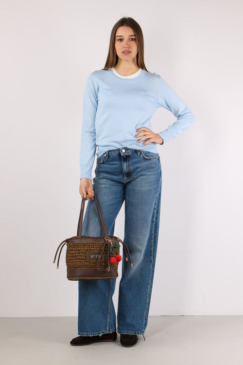 Maglia Girocollo M/l Viscosa Cielo
