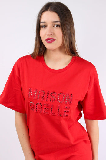 Maxi T-shirt Ricamo Maison Gae Rosso - 6