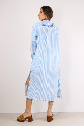 Camicia Manica Corta Riga Azzurro/bianco - 3