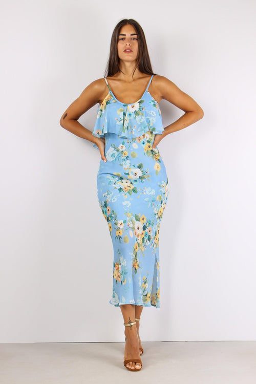 Abito Doppia Balza Fantasia Fi Azzurro