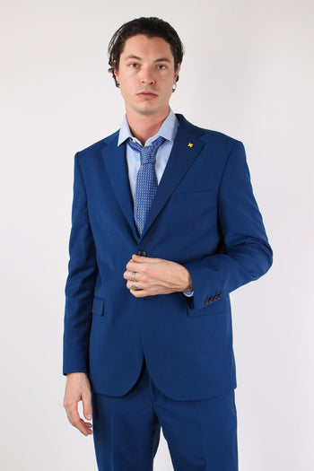 Abito Misto Lana Slim Blu Aperto - 2