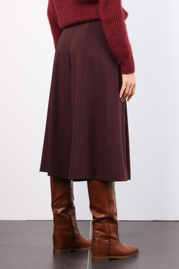 Gonna Pieghe Fresco Lana Vino - 5