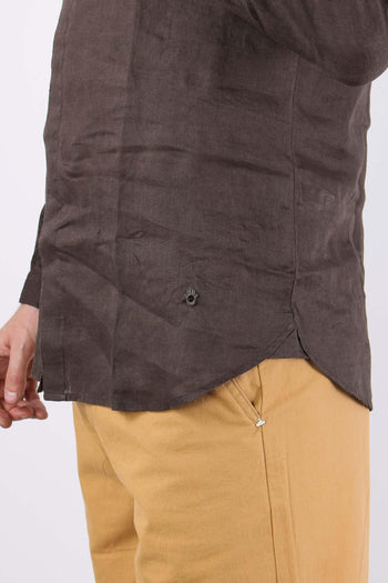 Camicia Coreana Lino Caffe - 7