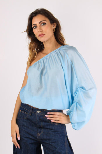 Blusa Monospalla Mussola Azzurro - 3