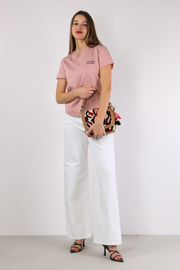 T-shirt Ricamo Ridi Spesso Ama Rosa - 2