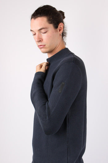 Maglia Mezza Zip Cotone Lavato Midnight Blue - 5