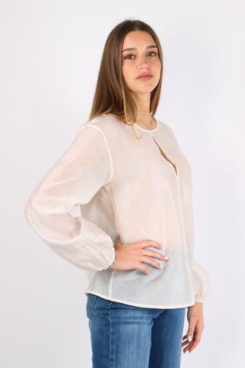 Blusa Mussola Apertura Davanti Burro - 2