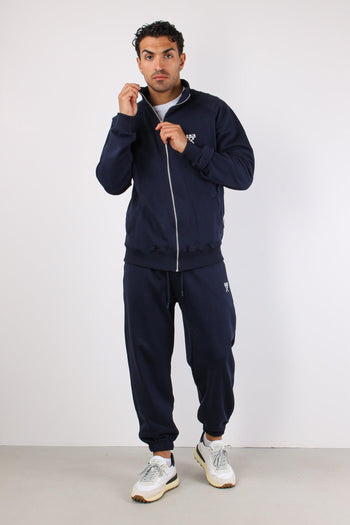 Felpa Zip Collo In Piedi Blu - 4