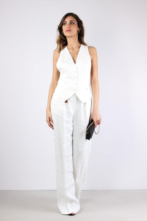 Gilet Misto Lino Avorio