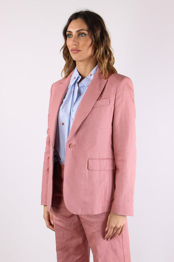 Orche Giacca Monopetto Misto Lino Rose - 4