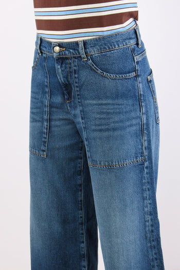 Denim Maxi Tasche Sfrangiato Denim Scuro - 6