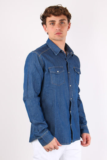 Camicia Denim Slim Fit Denim Scuro - 4