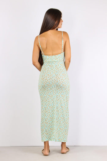 Abito Arriccio Fantasia Fiori Azzurro - 4