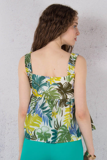 Top Spalla Arriccio Fantasia Tropical Leaves - 2