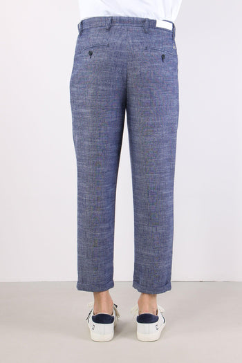 Pantalone Misto Lino Blu - 5