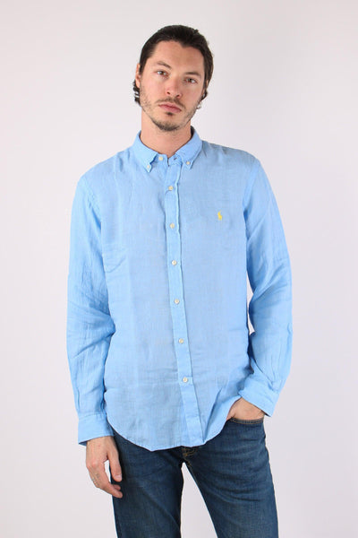 Camicia Lino Slim Fit Austin Blue